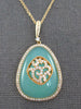 LARGE .50CT DIAMOND & AAA GREEN CHALCEDONY 14KT ROSE GOLD 3D TEAR DROP PENDANT