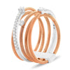 ESTATE WIDE .28CT DIAMOND 14KT WHITE & ROSE GOLD MULTI ROW OVERLAPPING COIL RING