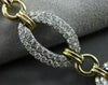 ESTATE WIDE & LONG 3CT DIAMOND 14K WHITE & YELLOW GOLD OVAL LINK TENNIS BRACELET