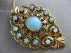 ANTIQUE LARGE VICTORIAN FIERY OPAL 14KT YELLOW GOLD FILIGREE PIN PENDANT #20240