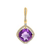 7.62CT DIAMOND & AAA AMETHYST 14KT YELLOW GOLD CUSHION & ROUND HANGING EARRINGS
