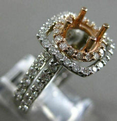 ESTATE 1.13CT DIAMOND 14KT WHITE & ROSE GOLD 3D HALO SEMI MOUNT ENGAGEMENT RING