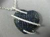 LARGE 3.85CT DIAMOND & AAA SAPPHIRE 18K WHITE & BLACK GOLD 3D HEART LOVE PENDANT