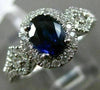 ESTATE WIDE 1.78CT DIAMOND & SAPPHIRE 18KT WHITE GOLD OVAL HALO ENGAGEMENT RING