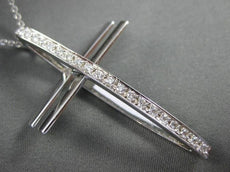 ESTATE LARGE .60CT DIAMOND 14KT WHITE GOLD 3D EUROPEAN CROSS PENDANT #18604