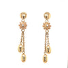 ESTATE .05CT DIAMOND 18K WHITE & ROSE GOLD 3D FLOWER CHANDELIER HANGING EARRINGS