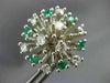 ANTIQUE 2.46CT DIAMOND & AAA EMERALD 14KT WHITE GOLD 3D CLUSTER EARRINGS  #21900