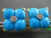 ESTATE LARGE .20CT DIAMOND & AAA TURQUOISE 18KT YELLOW GOLD 3D FILIGREE EARRINGS