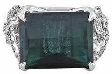 14.52CT DIAMOND & AAA TOURMALINE 18KT WHITE GOLD SQUARE & ROUND ENGAGEMENT RING