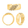 .23CT DIAMOND 14KT YELLOW GOLD CLASSIC 3 ROW CRISS CROSS MATTE & SHINY FUN RING