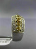ESTATE WIDE 1.15CT DIAMOND & YELLOW SAPPHIRE 18KT TWO TONE GOLD ANNIVERSARY RING