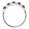 ESTATE WIDE 1.04CT DIAMOND & AAA RUBY 18KT WHITE GOLD 5 STONE ANNIVERSARY RING
