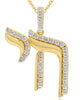 ESTATE .46CT DIAMOND 14KT YELLOW GOLD 3D CHAI UNISEX FLOATING PENDANT WITH CHAIN