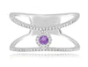 .24CT DIAMOND & AAA PINK SAPPHIRE 14KT WHITE GOLD 3D FLOWER DOUBLE BAND FUN RING