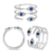 LARGE .41CT DIAMOND & AAA SAPPHIRE 14KT WHITE GOLD MULTI ROW LUCKY EVIL EYE RING