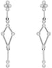 ESTATE .14CT DIAMOND 14KT WHITE GOLD 3D FLOWER ETOILE FUN HANGING EARRINGS