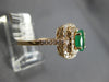 ESTATE 4.32CT DIAMOND & AAA EMERALD 14KT YELLOW GOLD DOUBLE HALO ENGAGEMENT RING