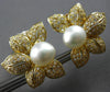 EXTRA LARGE 3.26CT DIAMOND & AAA SOUTH SEA PEARL 18K YELLOW GOLD FLOWER EARRINGS