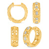 .26CT DIAMOND 14KT YELLOW GOLD 3D ROUND & BAGUETTE HUGGIE HOOP HANGING EARRINGS
