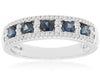 1.05CT DIAMOND & AAA SAPPHIRE 14KT WHITE GOLD 3D 5 STONE SQUARE ANNIVERSARY RING
