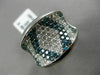 ESTATE WIDE 2.86CT WHITE & BLUE DIAMOND 14KT WHITE GOLD 3D CONCAVE COCKTAIL RING