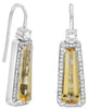 3.79CT DIAMOND & AAA CITRINE 14KT WHITE GOLD 3D EMERALD CUT FUN HANGING EARRINGS