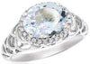 ESTATE WIDE 2.38CT DIAMOND & AAA AQUAMARINE 14KT WHITE GOLD OVAL HALO FUN RING