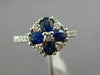 ESTATE 1.21CT DIAMOND & SAPPHIRE 18KT WHITE GOLD SEMI ETERNITY FLOWER LOVE RING