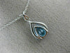 1.48CT DIAMOND & AAA PEAR SHAPE BLUE TOPAZ 14KT WHITE GOLD 3D TEAR DROP PENDANT