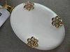 ESTATE LARGE .45CT DIAMOND & AAA WHITE ENAMEL 14KT ROSE GOLD FLOWER LOVE PENDANT
