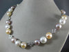 ESTATE .69CT DIAMOND & AAA MULTI COLOR PEARL 14KT WHITE GOLD ETERNITY NECKLACE
