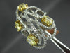 ESTATE EXTRA LARGE 4.08CT WHITE & FANCY YELLOW DIAMOND 18KT TWO TONE GOLD RING