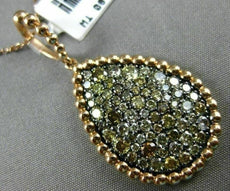 ESTATE LARGE 1.80CT MULTI COLOR DIAMOND 18KT ROSE & BLACK GOLD FLOATING PENDANT