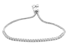 3.53CT DIAMOND 18KT WHITE GOLD ADJUSTABLE FOREVER DOUBLE HEART TENNIS BRACELET