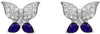 ESTATE .97CT DIAMOND & AAA SAPPHIRE 14KT WHITE GOLD 3D BUTTERFLY STUD EARRINGS