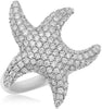 ESTATE LARGE 1.34CT DIAMOND 14KT WHITE GOLD 3D STAR FISH FUN RING