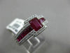 ESTATE WIDE 2.14CT DIAMOND & AAA RUBY 18K WHITE GOLD 3D SQUARE LOVE PROMISE RING