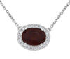 1.245CT DIAMOND & AAA RUBY 14KT WHITE GOLD 3D OVAL SOLITAIRE HALO LOVE NECKLACE