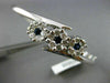 ESTATE WIDE 2.60CT DIAMOND & SAPPHIRE 14KT WHITE GOLD 3 FLOWER BANGLE BRACELET