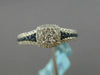 LARGE .53CT DIAMOND & SAPPHIRE 14KT WHITE GOLD 3D SQUARE CLUSTER FRIENDSHIP RING