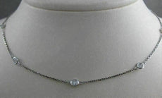 ESTATE 1.20CTW DIAMONDS BY THE YARD 14KT WHITE GOLD STATION NECKLACE 18" #21544