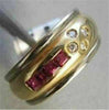 ANTIQUE WIDE ROUND .32CTW RUBY DIAMOND 14KT TWO TONE COCKTAIL WEDDING RING