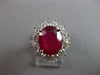 LARGE 7.76CT DIAMOND & AAA RUBY 14K WHITE GOLD OVAL FLOWER ENGAGEMENT RING 27466