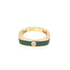 ESTATE .03CT DIAMOND & GREEN ENAMEL 18KT YELLOW GOLD SQUARE SOLITAIRE FUN RING