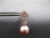 .77CT DIAMOND & AAA PINK SOUTH SEA PEARL 18KT ROSE GOLD FLOWER HANGING EARRINGS