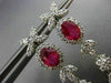 ESTATE LARGE CERTIFIED 4.77CT DIAMOND & RUBY 18KT WHITE GOLD FLORAL EARRINGS E/F