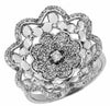 ESTATE .70CT DIAMOND 14KT WHITE GOLD 3D CLASSIC FLOWER ROSE LOVE RING