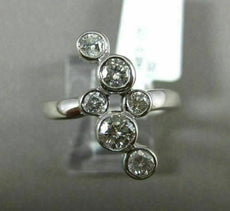 ESTATE WIDE 1CT ROUND DIAMOND 14KT WHITE GOLD 3D PAST PRESENT FUTURE LOVE RING
