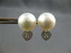 LARGE .29CT DIAMOND AAA TAHITIAN PEARL 18KT WHITE GOLD HEART SHAPE STUD EARRINGS