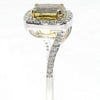 CERTIFIED 3.10CT WHITE & FANCY DEEP BROWN YELLOW DIAMOND 18KT 2 TONE GOLD RING